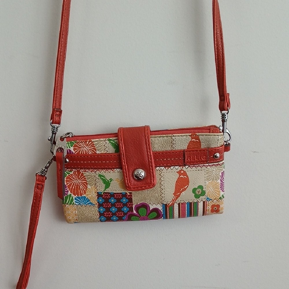 Relic Multicolor Patchwork Crossbody with Coral Strap